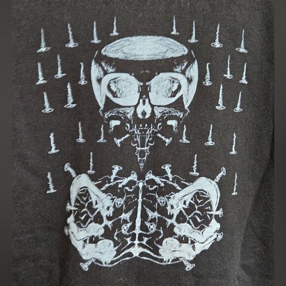 B & E Sport Black Goth Twisted Graphic Print Zip Hoodie Sweatshirt - Picture 5 of 6